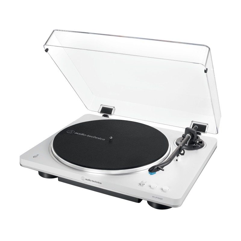 Audio-Technica AT-LP70XBT Audio-Plattenspieler mit Riemenantrieb Silber, Weiß Vollautomatisch