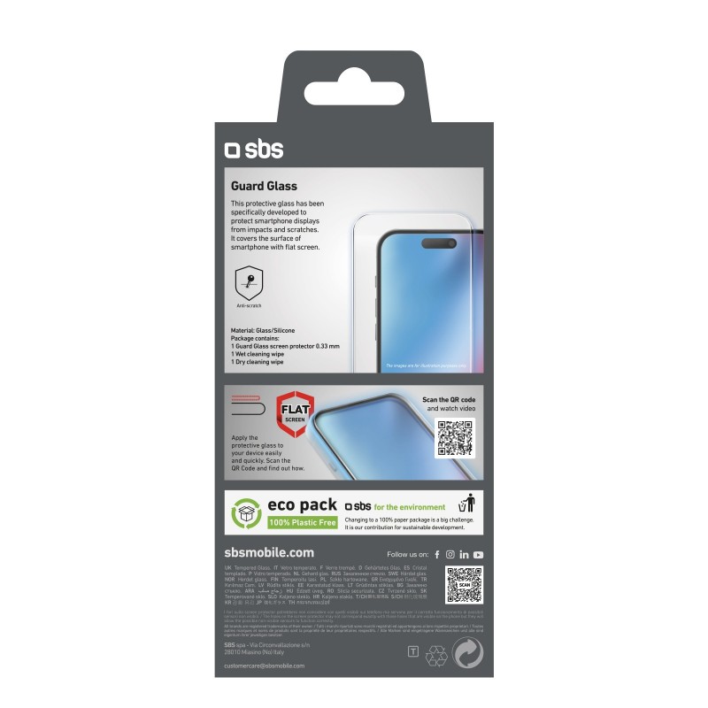 SBS TESCRGLIP1667P écran et protection arrière de téléphones portables Protection d'écran transparent Apple 1 pièce(s)