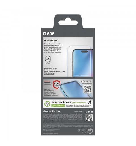 SBS TESCRGLIP1667P écran et protection arrière de téléphones portables Protection d'écran transparent Apple 1 pièce(s)