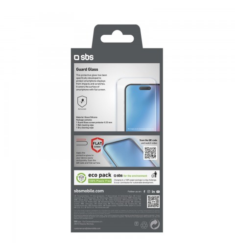 SBS TESCRGLIP1667 écran et protection arrière de téléphones portables Protection d'écran transparent Apple 1 pièce(s)