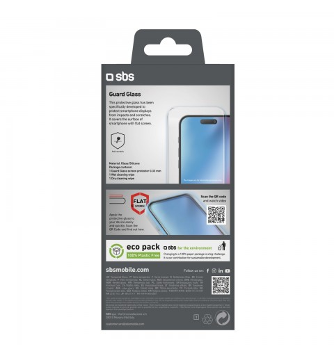 SBS TESCRGLIP1661P écran et protection arrière de téléphones portables Protection d'écran transparent Apple 1 pièce(s)