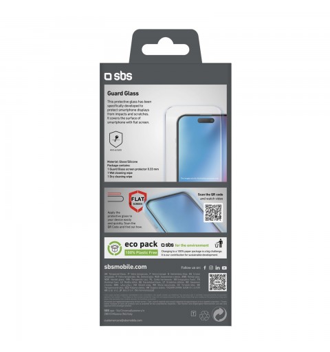 SBS TESCRGLIP1661 écran et protection arrière de téléphones portables Protection d'écran transparent Apple 1 pièce(s)