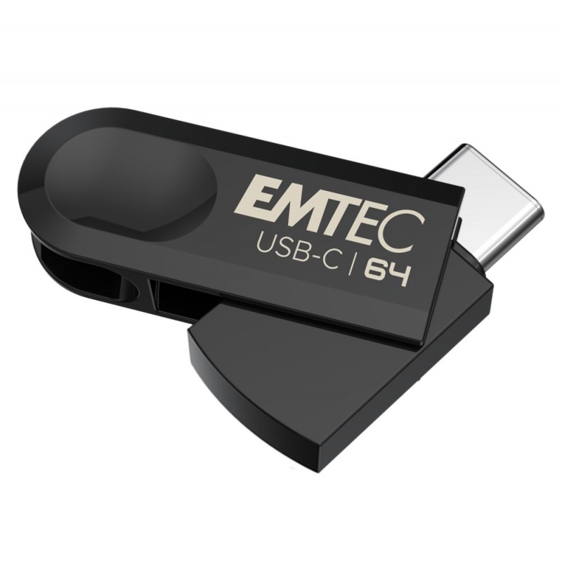 Emtec C280 lecteur USB flash 64 Go USB Type-C 3.2 Gen 1 (3.1 Gen 1) Noir