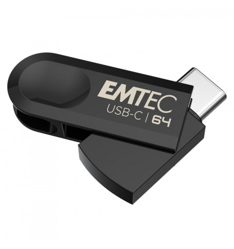 Emtec C280 lecteur USB flash 64 Go USB Type-C 3.2 Gen 1 (3.1 Gen 1) Noir