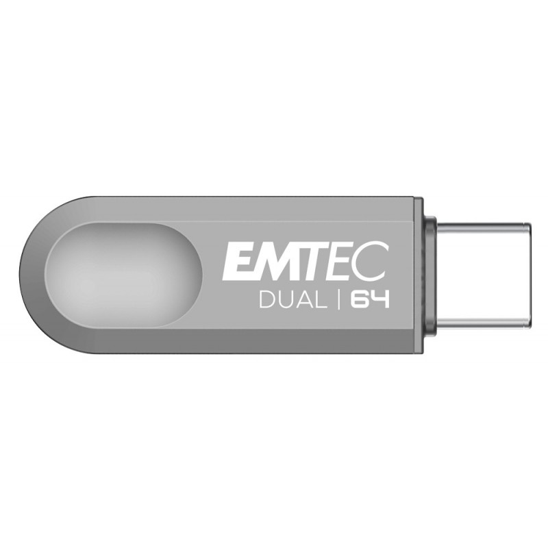 Emtec D280 Dual unidad flash USB 64 GB USB Type-A USB Type-C 3.2 Gen 1 (3.1 Gen 1) Plata