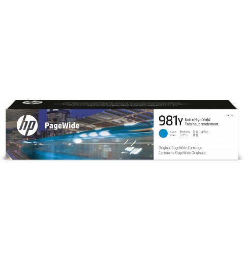 HP Cartucho original PageWide 981Y cian de alto rendimiento