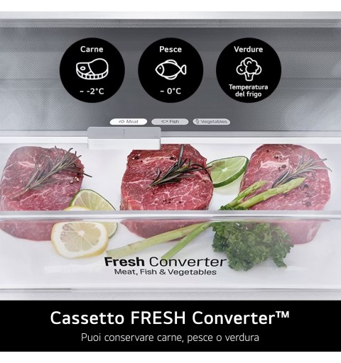 LG GBV5140CPY Frigorifero combinato, Classe C, 344L, Fresh Converter, Total no frost, Argento