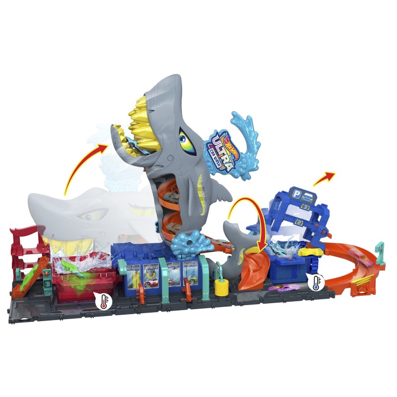 Hot Wheels City Ultra Shark Car Wash, playset