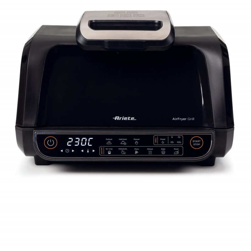 Ariete 4635 Air Fryer Grill, Friggitrice ad aria e Griglia, Bistecchiera,1700W, Capacità 8L, Friggi e Griglia, 8 funzioni di