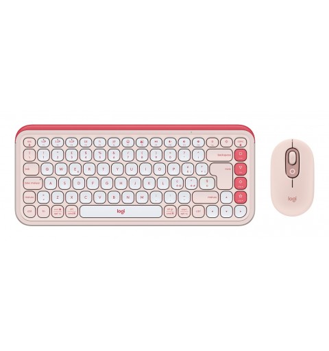 Logitech POP Icon Combo keyboard Mouse included Universal Bluetooth QWERTY Italian Pink, White