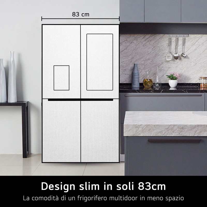 LG InstaView GMG860EPBE Frigorifero Multidoor Slim , Classe E, 508L, Wi-Fi, UVnano, Nero