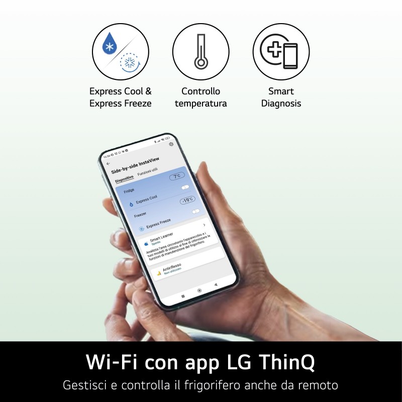 LG InstaView GMG860EPBE Frigorifero Multidoor Slim , Classe E, 508L, Wi-Fi, UVnano, Nero