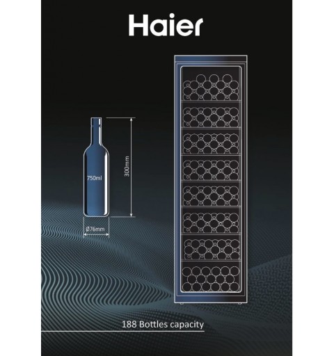 Haier Wine cellar HWS188GAE Freestanding Black 188 bottle(s)