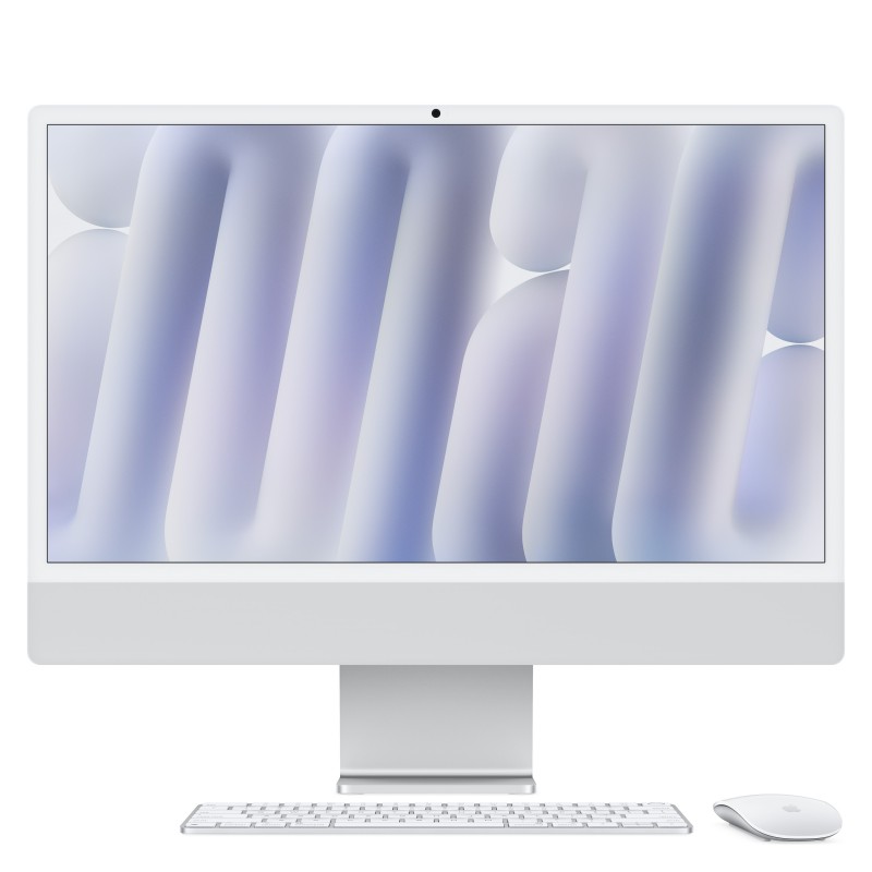 Apple iMac 24"Retina Display 4,5K, Chip M4 con CPU 10‑core, GPU 10‑core, 16GB, 256GB SSD, Argento