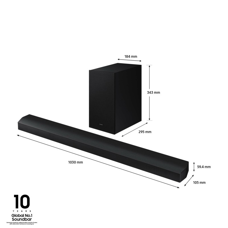 Samsung Soundbar HW-B750D ZF Serie B, 6 Speaker, Wireless Dolby 5.1ch, Audio a 5.1 Canali, Surround sound expansion,