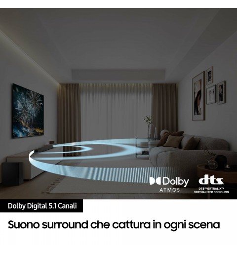 Samsung Soundbar HW-B750D ZF Serie B, 6 Speaker, Wireless Dolby 5.1ch, Audio a 5.1 Canali, Surround sound expansion,