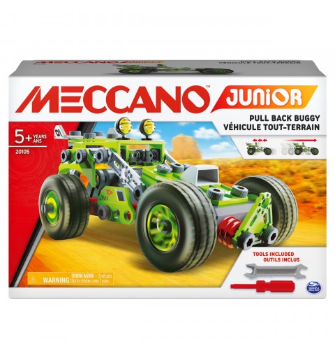 Meccano Junior, 3-in-1 Deluxe Pull-Back Buggy STEAM Model Building Kit, for Kids Aged 5 and Up