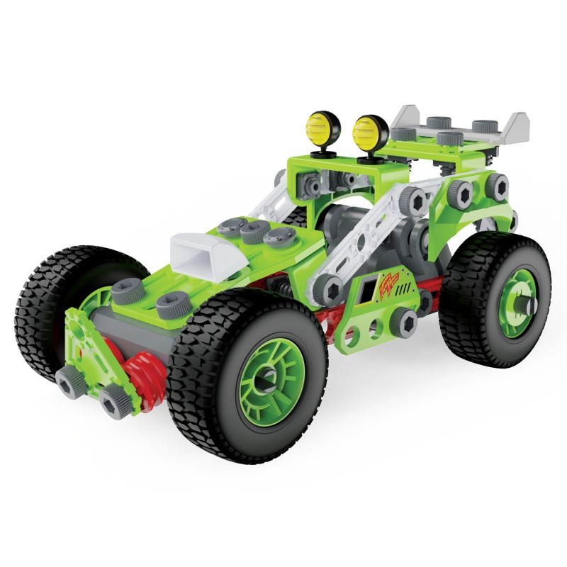 Meccano Junior, 3-in-1 Deluxe Pull-Back Buggy STEAM Model Building Kit, for Kids Aged 5 and Up