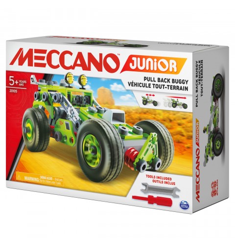 Meccano Junior, 3-in-1 Deluxe Pull-Back Buggy STEAM Model Building Kit, for Kids Aged 5 and Up