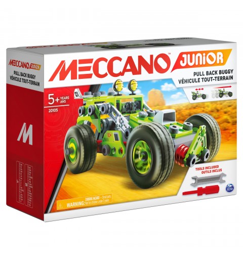 Meccano Junior, 3-in-1 Deluxe Pull-Back Buggy STEAM Model Building Kit, for Kids Aged 5 and Up