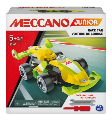 Meccano Junior, Race Car STEAM Model Building Kit, for Kids Aged 5 and Up