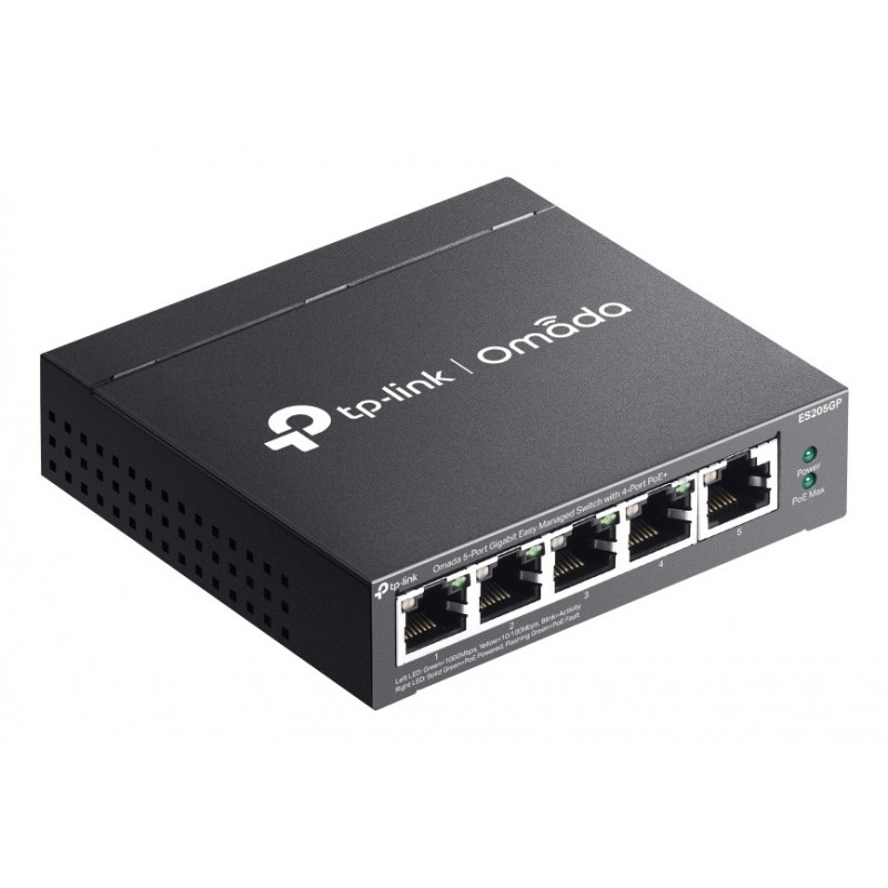 TP-Link Omada ES205G Géré Gigabit Ethernet (10 100 1000) Connexion Ethernet, supportant l'alimentation via ce port (PoE) Noir