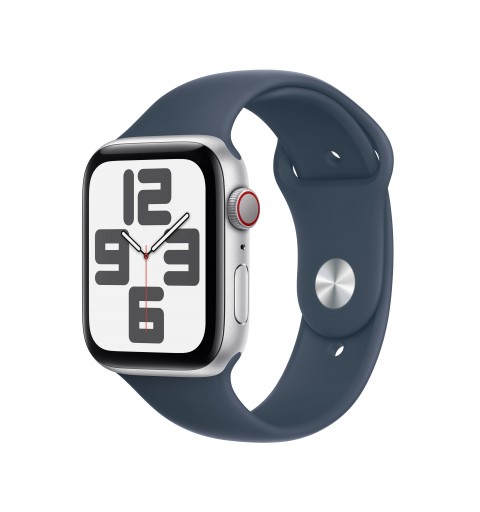 Apple Watch SE GPS + Cellular Cassa 44mm in Alluminio Argento con Cinturino Sport Blu Tempesta - M L