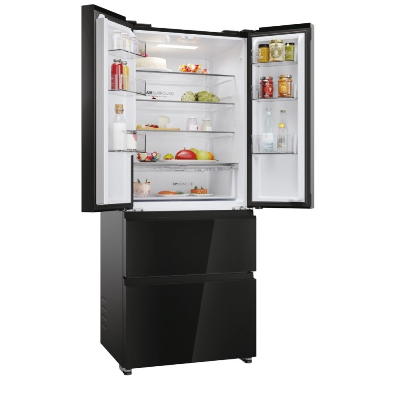 Haier FD 70 Series 3 HFR3718ENGB side-by-side refrigerator Freestanding 402 L E Black