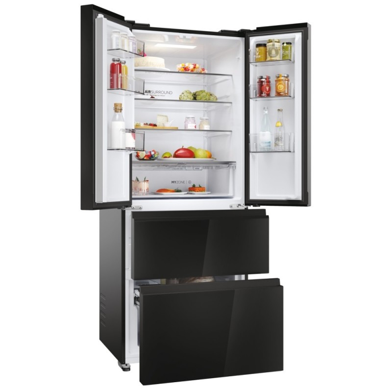 Haier FD 70 Series 3 HFR3718ENGB side-by-side refrigerator Freestanding 402 L E Black