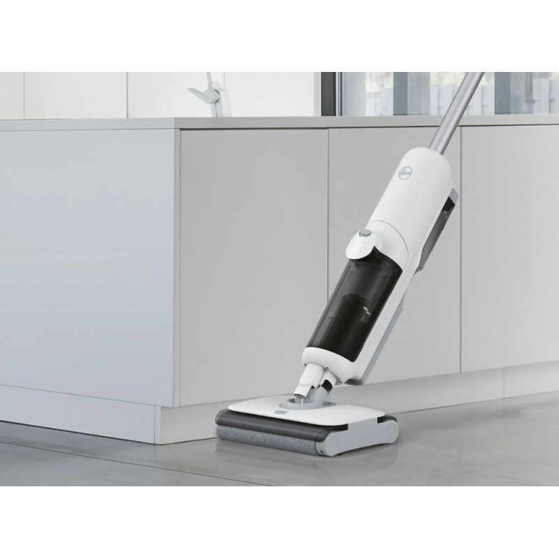 Hoover HW500 011 Aspiradora vertical Batería Seca y húmeda Sin bolsa 0,6 L 150 W Gris, Blanco 4 Ah