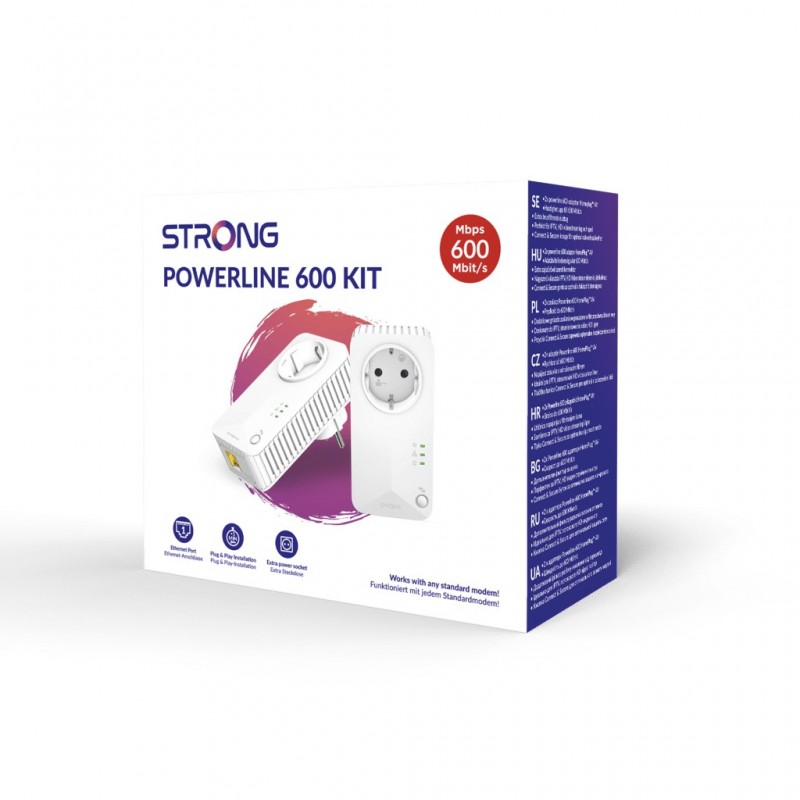 Strong Powerline 600 Duo 600 Mbit s Collegamento ethernet LAN Bianco 2 pz