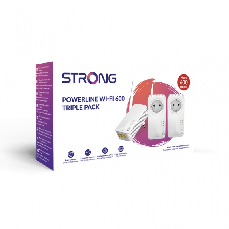 Strong Powerline WiFi 600 Triple Pack V2 600 Mbit s Ethernet Blanco 3 pieza(s)