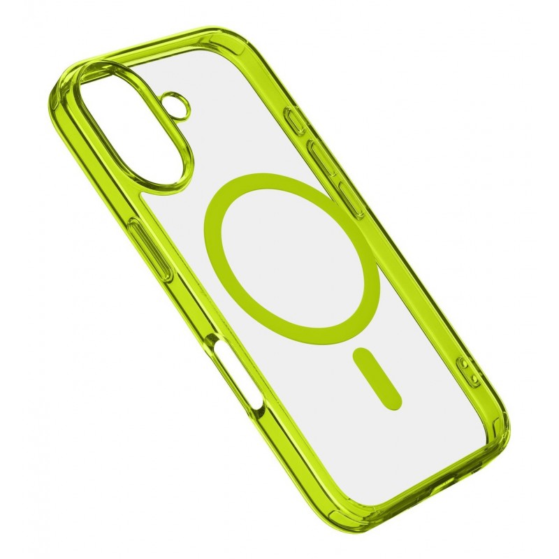 Cellularline Iconic Mag - iPhone 16 Transparent case with colored edges compatible with Magsafe ecosystem