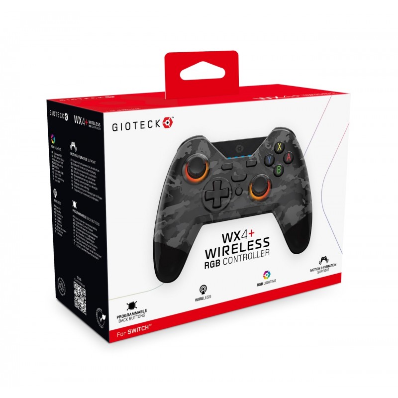 Gioteck WX4+ Negro, Camuflaje Gamepad Nintendo Switch, Nintendo Switch OLED