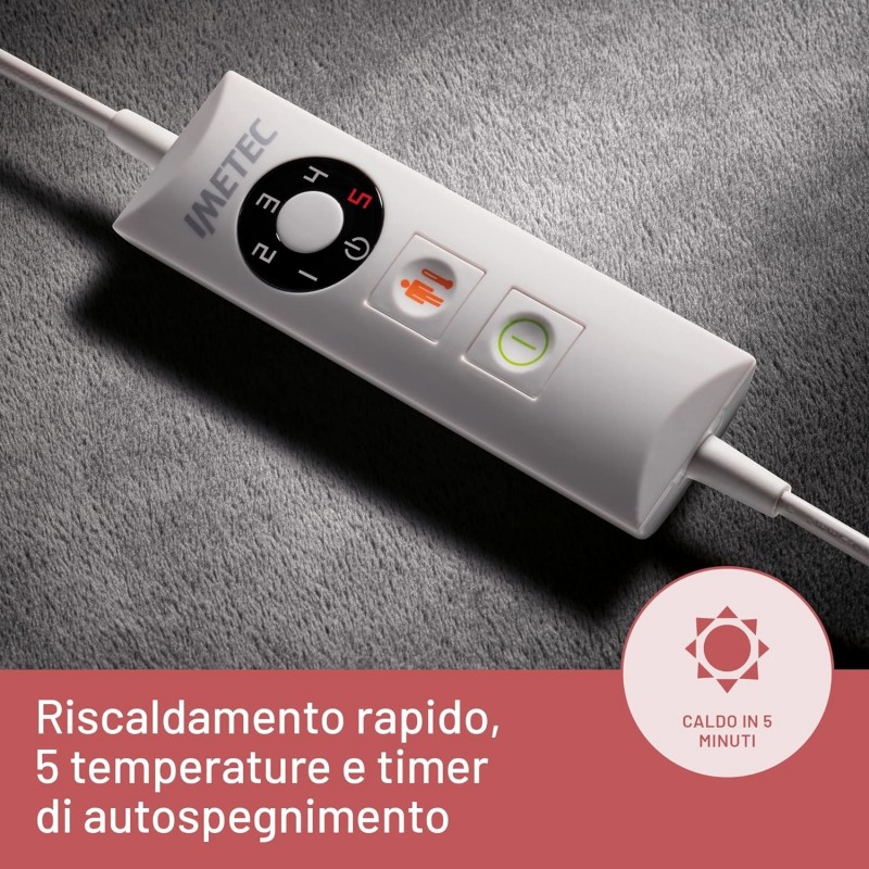 Imetec IntellisenseFeet Scaldapiedi, Tecnologia intellisense, Tessuto morbido, 5 temperature, Autospegnimento, Dispositivo