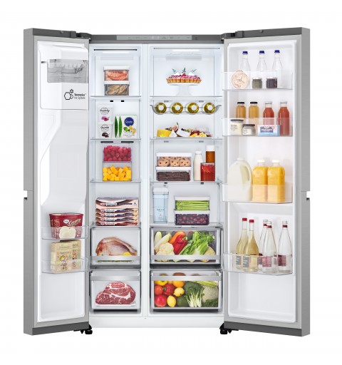 LG GSLE81PYBC Frigorifero Side-by-Side, Classe C, 628L, Wi-Fi, Dispenser senza allaccio, Total No Frost, Prime Silver