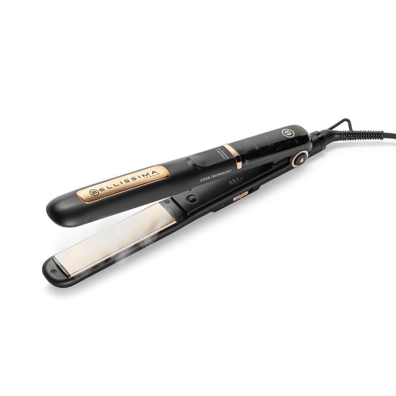 Bellissima Imetec Steam Ceramic & Keratin, Piastra per capelli a vapore, liscio a lungo, protezione dal calore, 3 temperature,