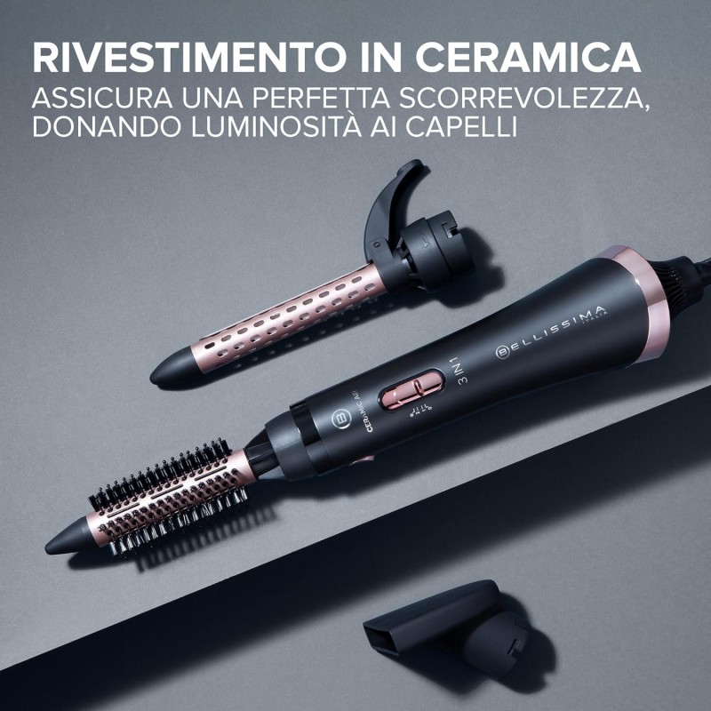 Bellissima Imetec Ceramic Air, Modellatore aria calda 3 in 1, per capelli corti e medi, 800 W, modella e asciuga, rivestimento