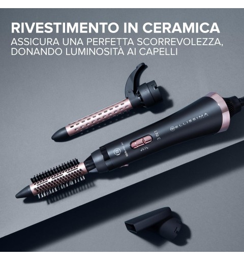 Bellissima 11886 Utensilio de peinado Cepillo de aire caliente Caliente Negro, Rosa 800 W 1,8 m