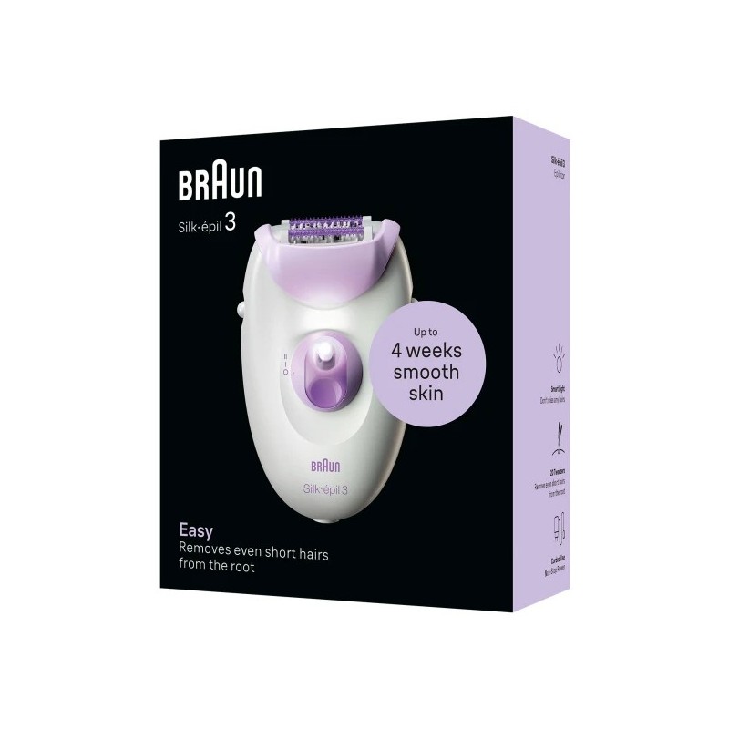 Braun Silk-épil 3 3-000 Epilatore 20 pinzette 2 velocità luce smart rulli massaggianti