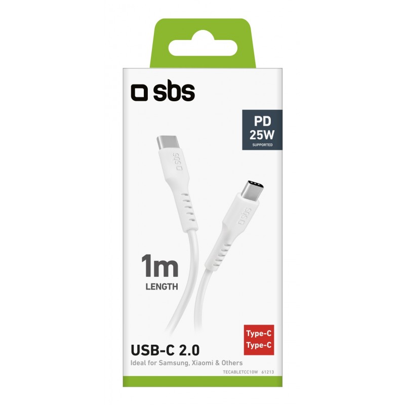 SBS TECABLETCC10W câble USB USB 2.0 1 m USB C Blanc