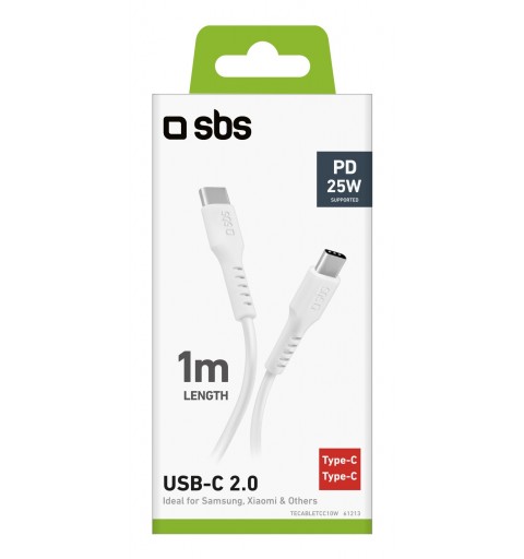 SBS TECABLETCC10W câble USB USB 2.0 1 m USB C Blanc