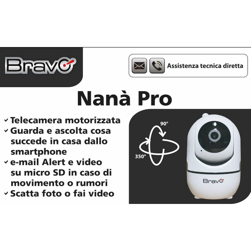 BRAVO 92902926 Ip Cam Motorizzato Da Interno IR WIFI 1080P NANA PRO