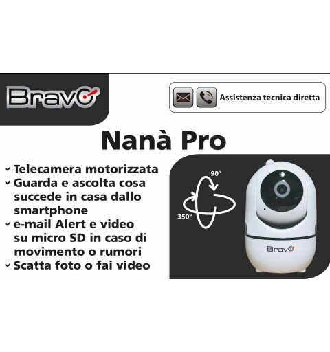 BRAVO 92902926 Ip Cam Motorizzato Da Interno IR WIFI 1080P NANA PRO