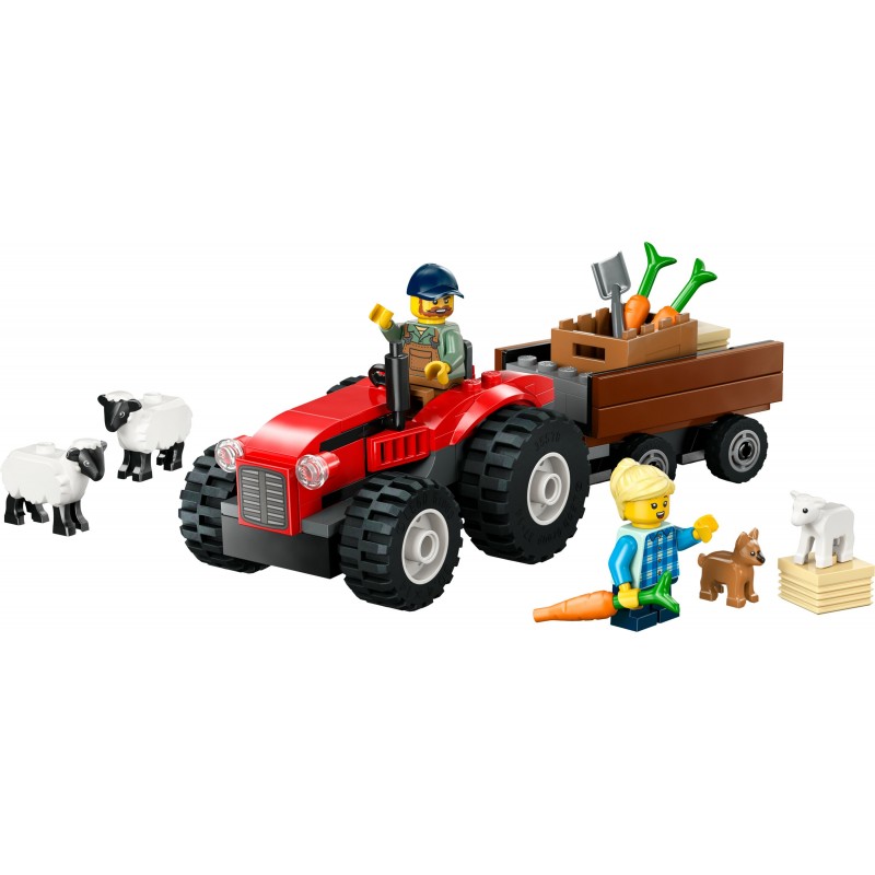 LEGO Red Farm Tractor with Trailer & Sheep