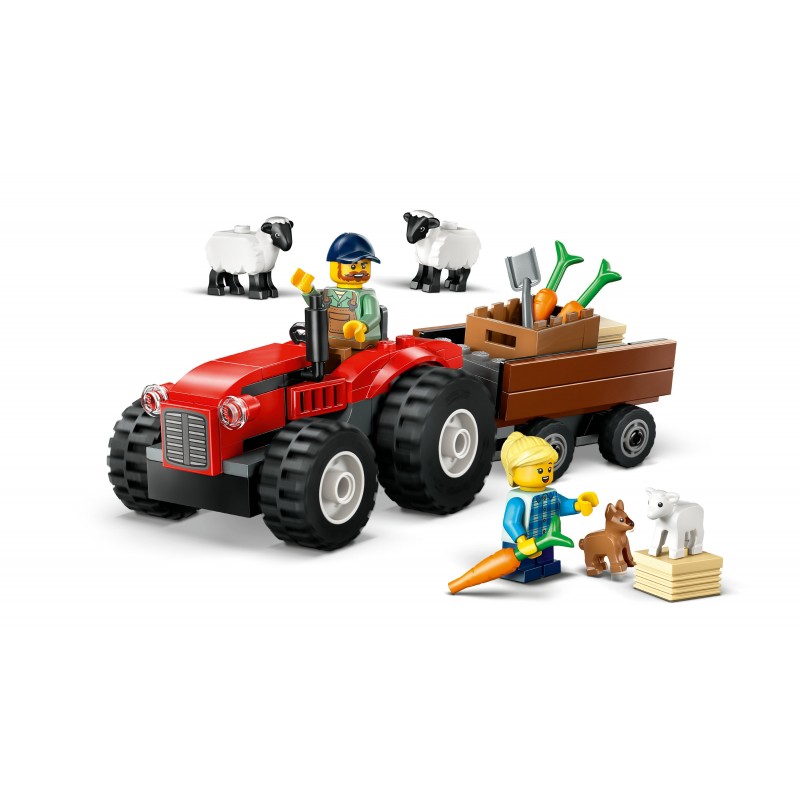 LEGO Tracteur agricole rouge avec remorque et moutons