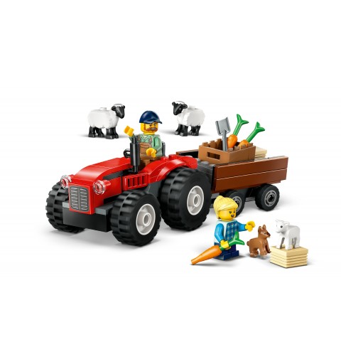 LEGO Tracteur agricole rouge avec remorque et moutons