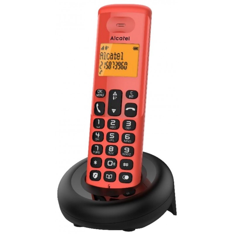 Alcatel E160 Teléfono DECT Identificador de llamadas Negro, Rojo