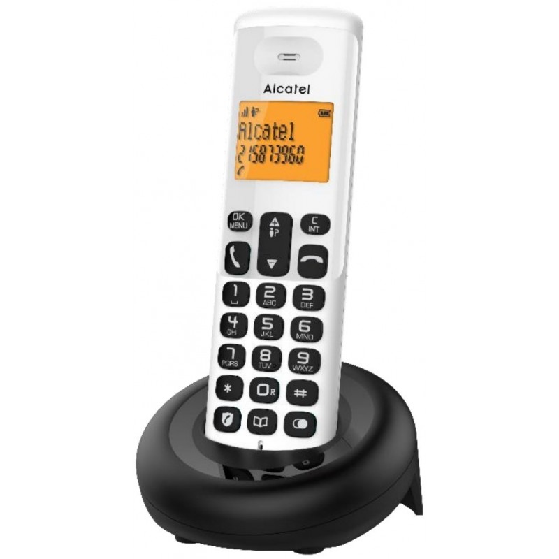 Alcatel E160 Teléfono DECT Identificador de llamadas Negro, Blanco