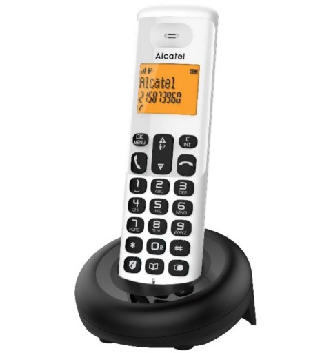 Alcatel E160 Teléfono DECT Identificador de llamadas Negro, Blanco